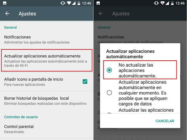 desactivar las actualizaciones 2