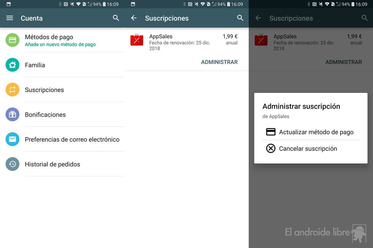 Como solicitar o dar de baja una suscripción premium a través de Google Play