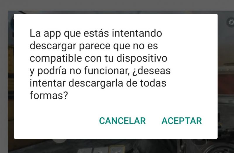 esta app no es compatible con tu dispositivo